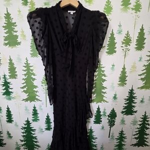 Premium Dobby Topshop Spot Long Sleeve Midi Dress